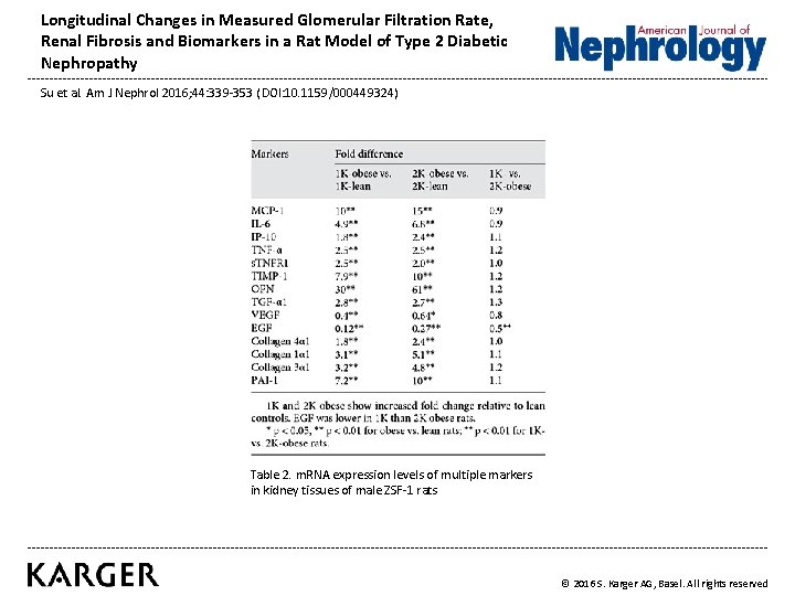 Longitudinal Changes in Measured Glomerular Filtration Rate, Renal Fibrosis and Biomarkers in a Rat