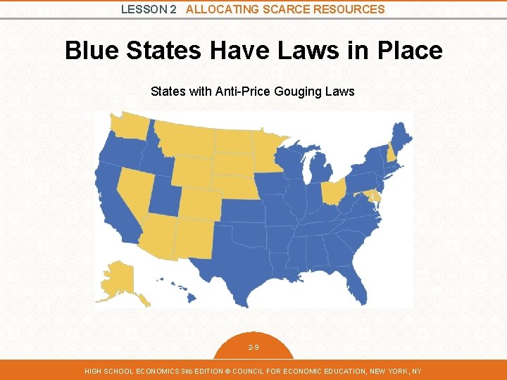 LESSON 2 ALLOCATING SCARCE RESOURCES Blue States Have Laws in Place States with Anti-Price