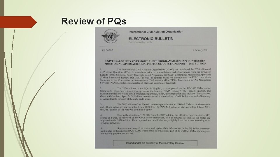 Review of PQs Review of PQs