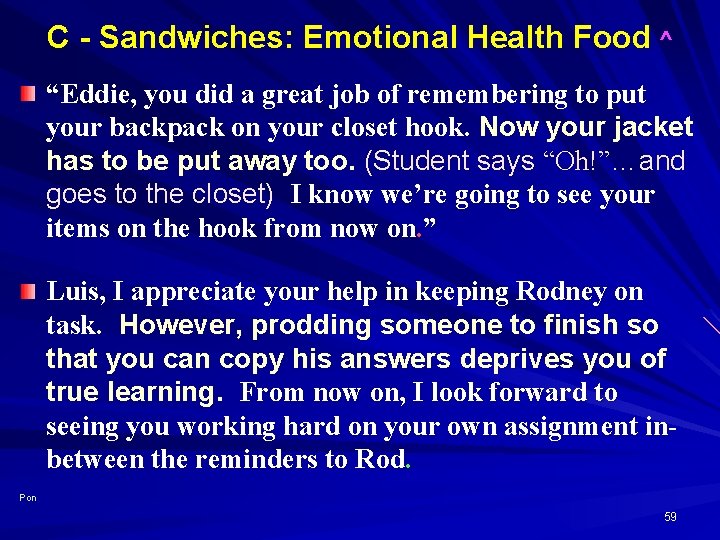 C - Sandwiches: Emotional Health Food ^ “Eddie, you did a great job of