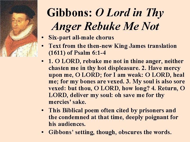 Gibbons: O Lord in Thy Anger Rebuke Me Not • Six-part all-male chorus •