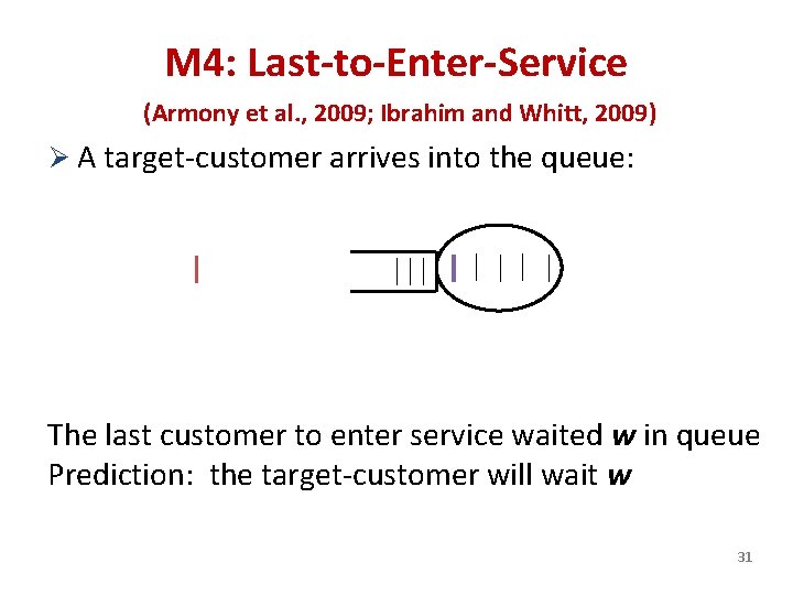 M 4: Last-to-Enter-Service (Armony et al. , 2009; Ibrahim and Whitt, 2009) Ø A