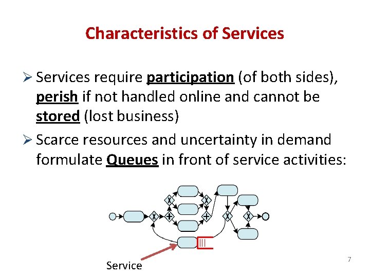 Characteristics of Services Ø Services require participation (of both sides), perish if not handled