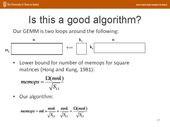Is this a good algorithm? Our GEMM is two loops around the following: n