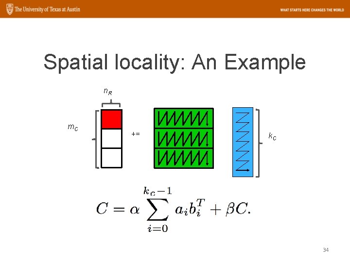 Spatial locality: An Example n. R m. C += k. C 34 