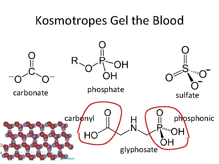 Kosmotropes Gel the Blood carbonate phosphate carbonyl sulfate phosphonic glyphosate Kosmotropes Gel the Blood carbonate phosphate carbonyl sulfate phosphonic glyphosate