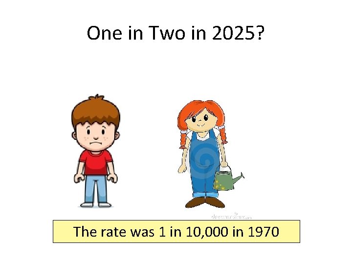 One in Two in 2025? The rate was 1 in 10, 000 in 1970 One in Two in 2025? The rate was 1 in 10, 000 in 1970