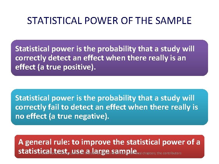 STATISTICAL POWER OF THE SAMPLE Statistical power is the probability that a study will