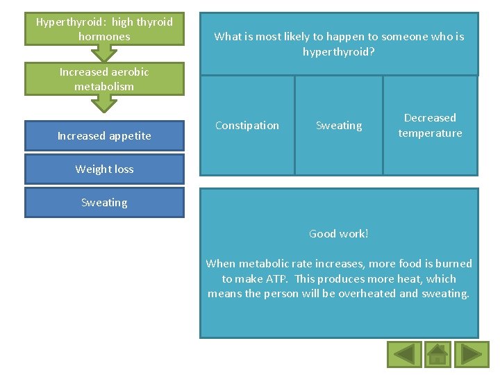 Hyperthyroid: high thyroid hormones What is most likely to happen to someone who is