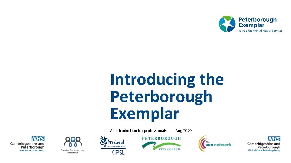 Introducing the Peterborough Exemplar An introduction for professionals Aug 2020 
