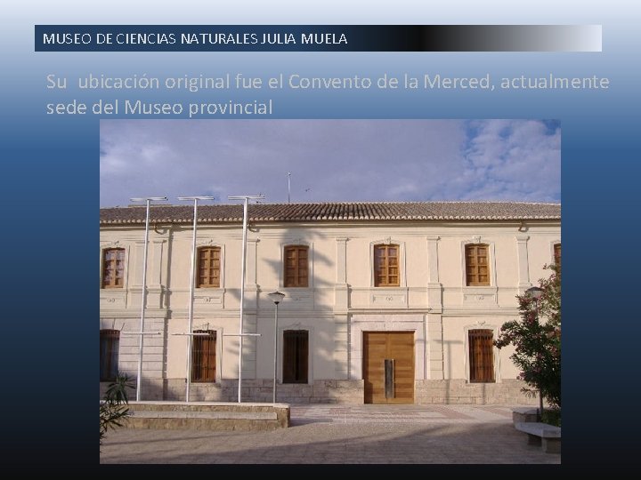 MUSEO DE CIENCIAS NATURALES JULIA MUELA Su ubicación original fue el Convento de la