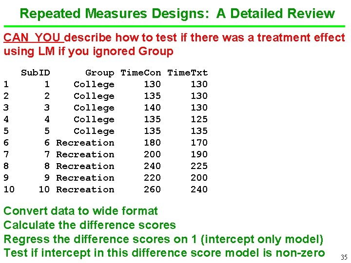 Repeated Measures Designs: A Detailed Review CAN YOU describe how to test if there