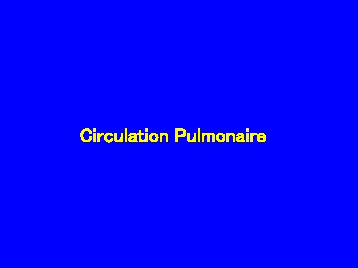 Circulation Pulmonaire 