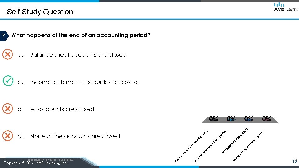 Self Study Question What happens at the end of an accounting period? a. Balance