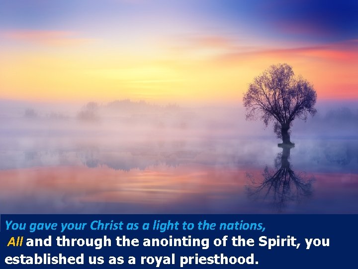 You gave your Christ as a light to the nations, All and through the