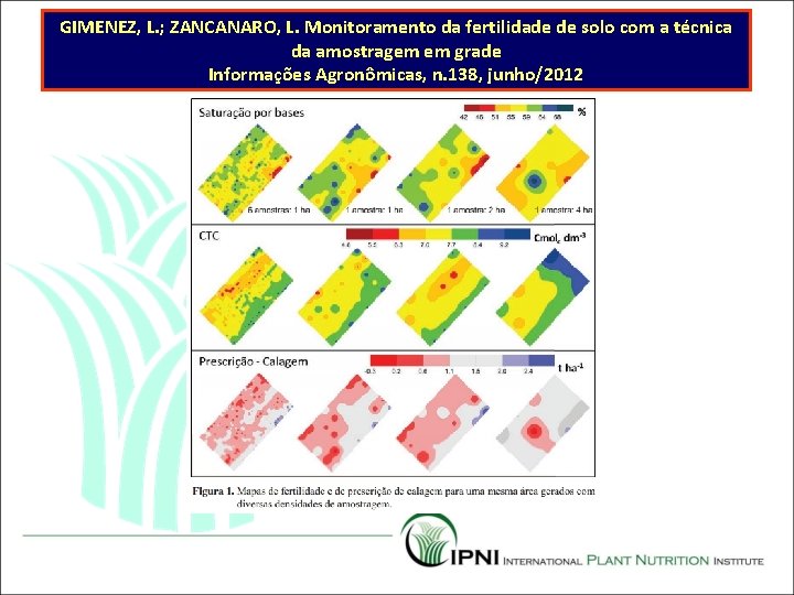 GIMENEZ, L. ; ZANCANARO, L. Monitoramento da fertilidade de solo com a técnica da