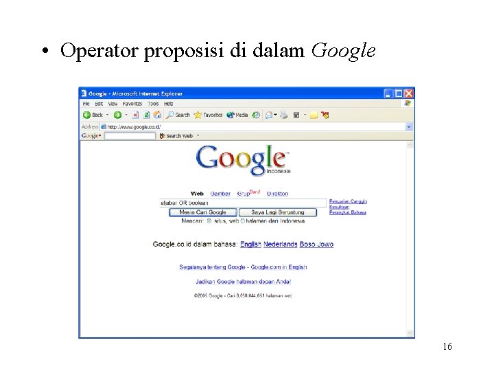  • Operator proposisi di dalam Google 16 