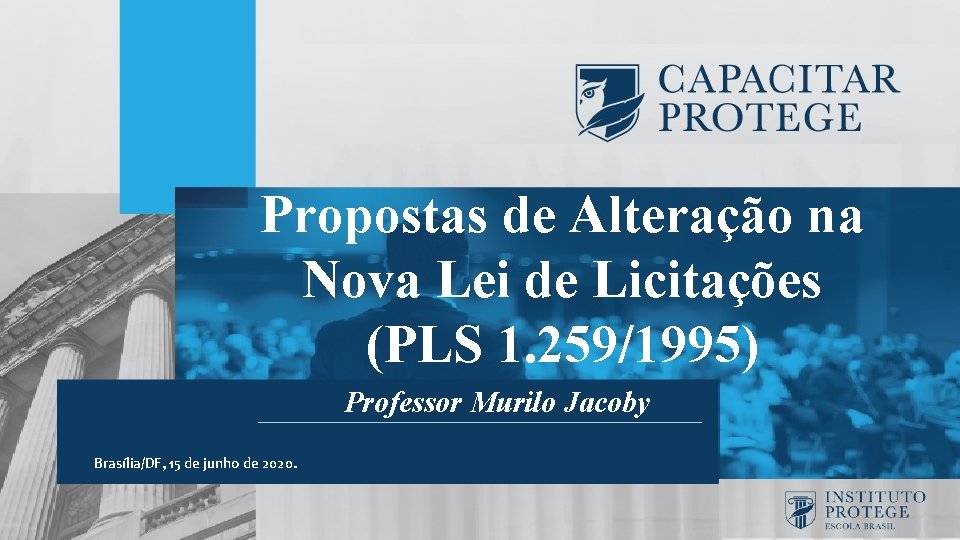 Propostas de Alteração na Nova Lei de Licitações (PLS 1. 259/1995) Professor Murilo Jacoby