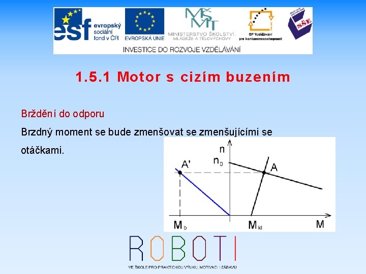 1. 5. 1 Motor s cizím buzením Brždění do odporu Brzdný moment se bude