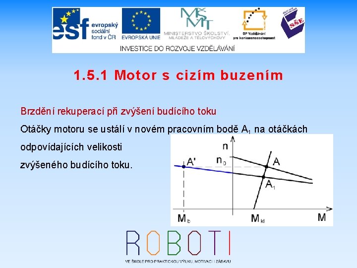 1. 5. 1 Motor s cizím buzením Brzdění rekuperací při zvýšení budícího toku Otáčky