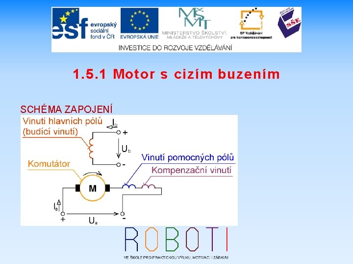 1. 5. 1 Motor s cizím buzením SCHÉMA ZAPOJENÍ 