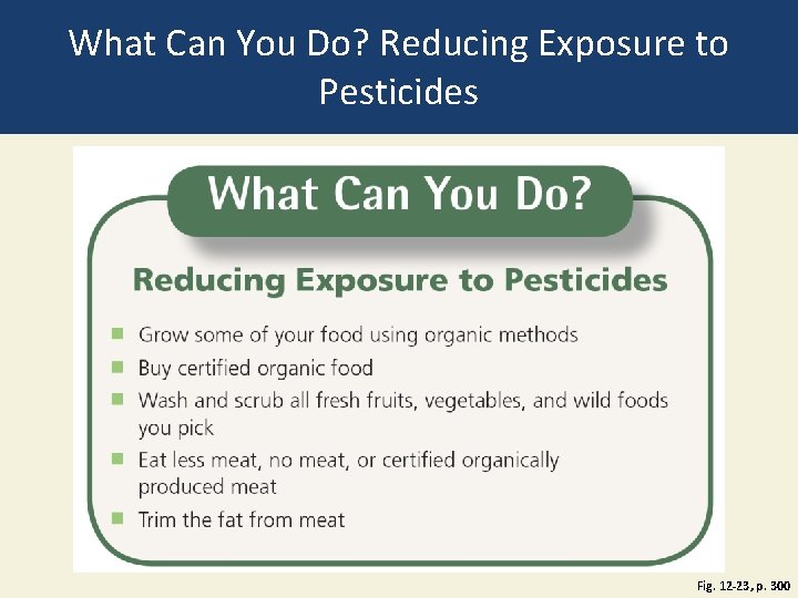 What Can You Do? Reducing Exposure to Pesticides Fig. 12 -23, p. 300 