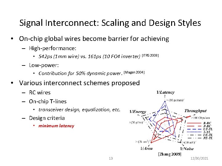 Signal Interconnect: Scaling and Design Styles • On-chip global wires become barrier for achieving