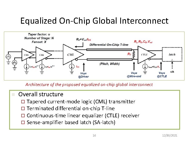 Equalized On-Chip Global Interconnect Architecture of the proposed equalized on-chip global interconnect n Overall