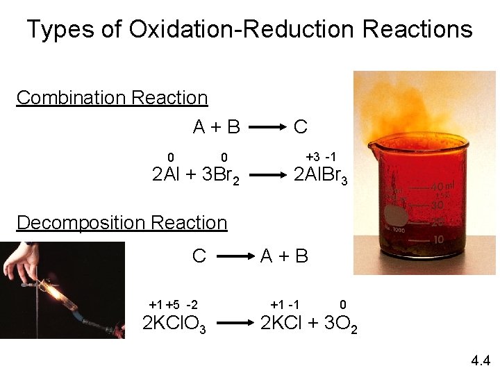 Types of Oxidation-Reduction Reactions Combination Reaction A+B 0 0 2 Al + 3 Br