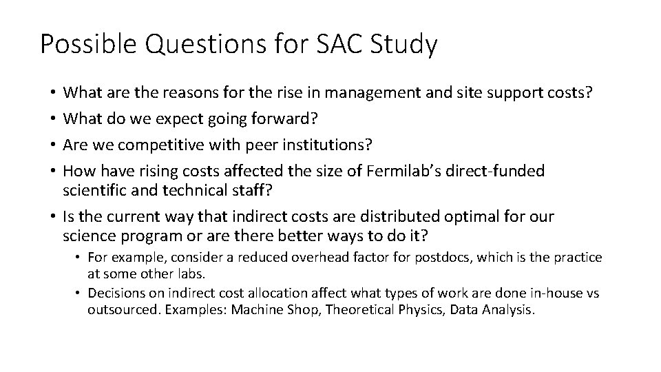 Possible Questions for SAC Study What are the reasons for the rise in management