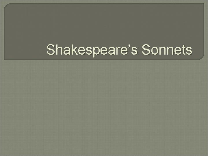 Shakespeare’s Sonnets 