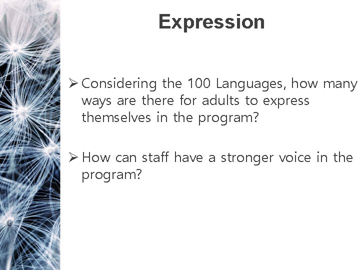 Expression Ø Considering the 100 Languages, how many ways are there for adults to