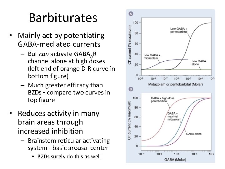 Barbiturates • Mainly act by potentiating GABA-mediated currents – But can activate GABAAR channel