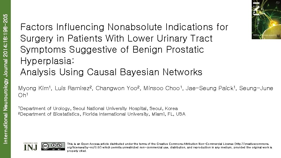 International Neurourology Journal 2014; 18: 198 -205 Factors Influencing Nonabsolute Indications for Surgery in