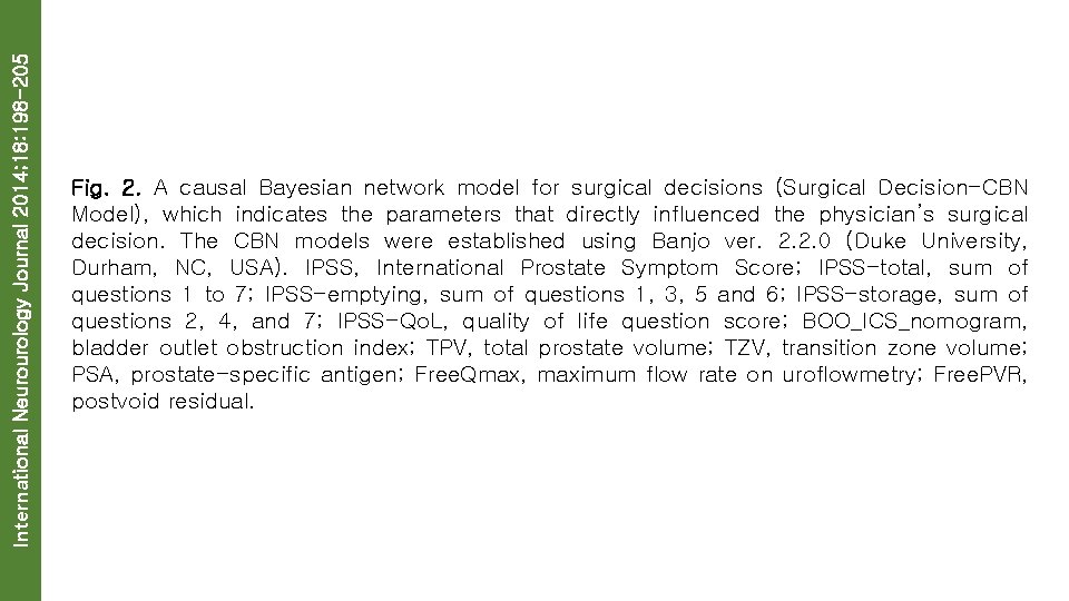 International Neurourology Journal 2014; 18: 198 -205 Fig. 2. A causal Bayesian network model