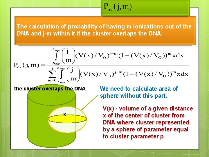 The calculation of probability of having m ionizations out of the DNA and j-m