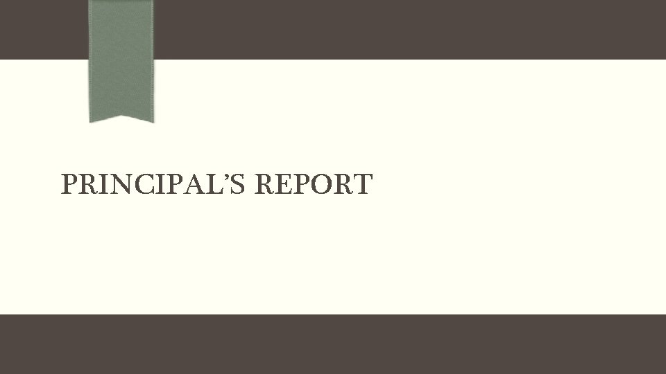 PRINCIPAL’S REPORT 