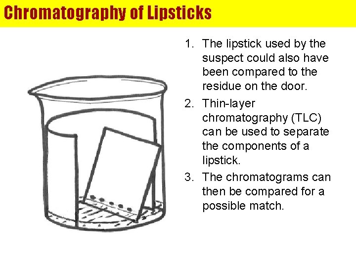 Chromatography of Lipsticks 1. The lipstick used by the suspect could also have been