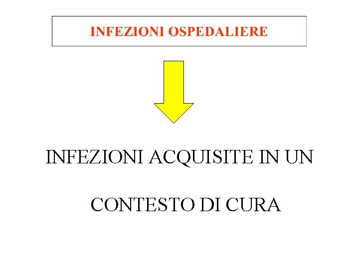 INFEZIONI ACQUISITE IN UN CONTESTO DI CURA 