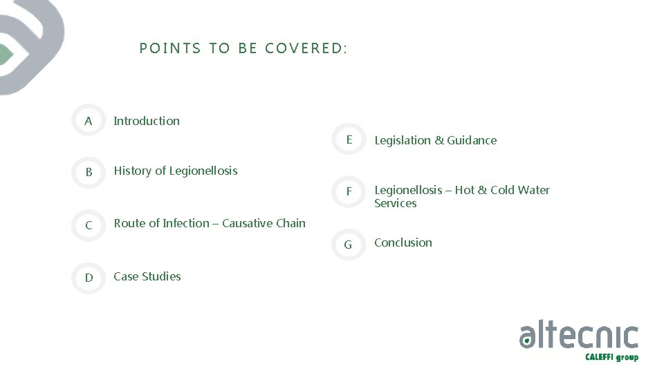 POINTS TO BE COVERED: A B C D Introduction E Legislation & Guidance F