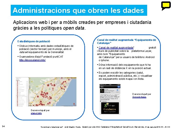 Administracions que obren les dades Aplicacions web i per a mòbils creades per empreses Administracions que obren les dades Aplicacions web i per a mòbils creades per empreses