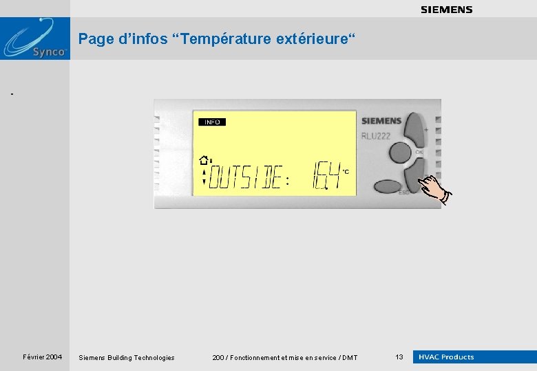 . . . . Page d’infos “Température extérieure“ Siemens sans siemens sans bold siemens