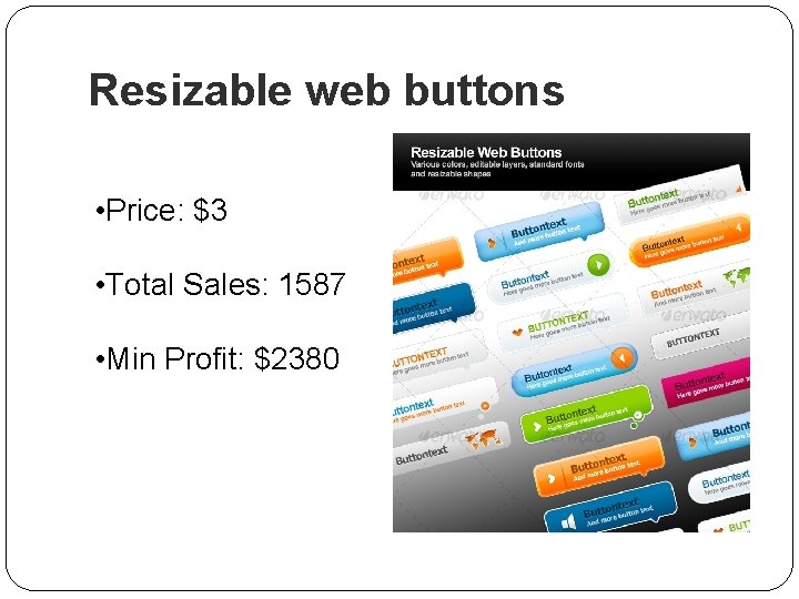 Resizable web buttons • Price: $3 • Total Sales: 1587 • Min Profit: $2380