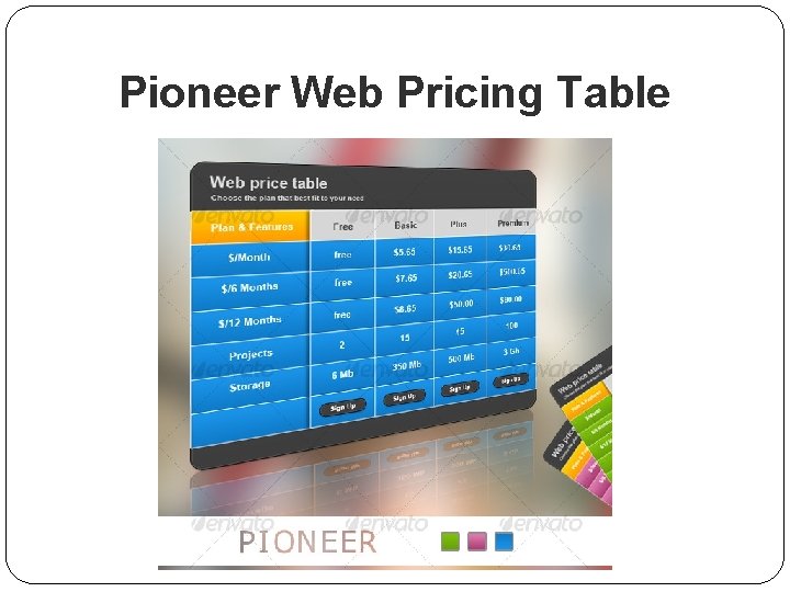 Pioneer Web Pricing Table 