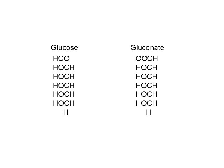 Glucose HCO HOCH HOCH H Gluconate OOCH HOCH H Glucose HCO HOCH HOCH H Gluconate OOCH HOCH H