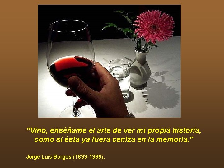 “Vino, enséñame el arte de ver mi propia historia, como si ésta ya fuera