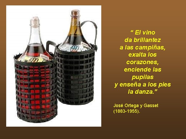 “ El vino da brillantez a las campiñas, exalta los corazones, enciende las pupilas