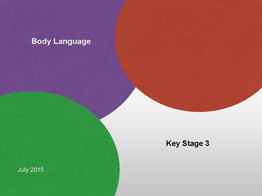 Body Language Key Stage 3 July 2015 