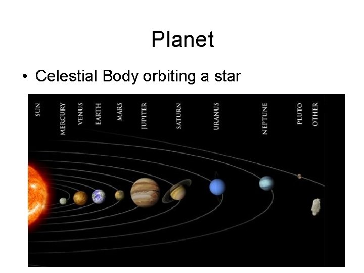 Planet • Celestial Body orbiting a star 