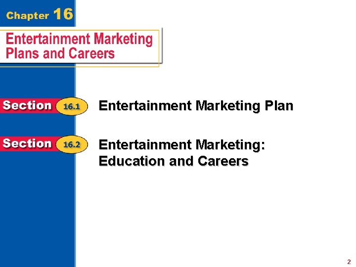 Entertainment Marketing Plan Entertainment Marketing: Education and Careers 2 